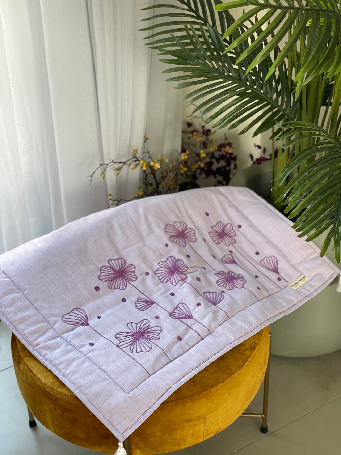 طقم صلاة كامل بنفسجي مع تطريز الورد